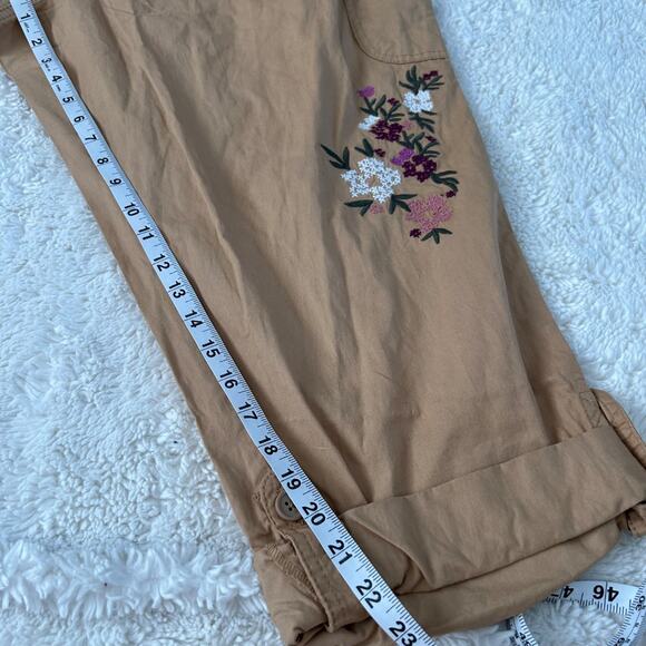 NWT Woman Within Women's Sz 22W Plus Sz Khaki Tan Embroidered Floral Pants - Picture 5 of 7